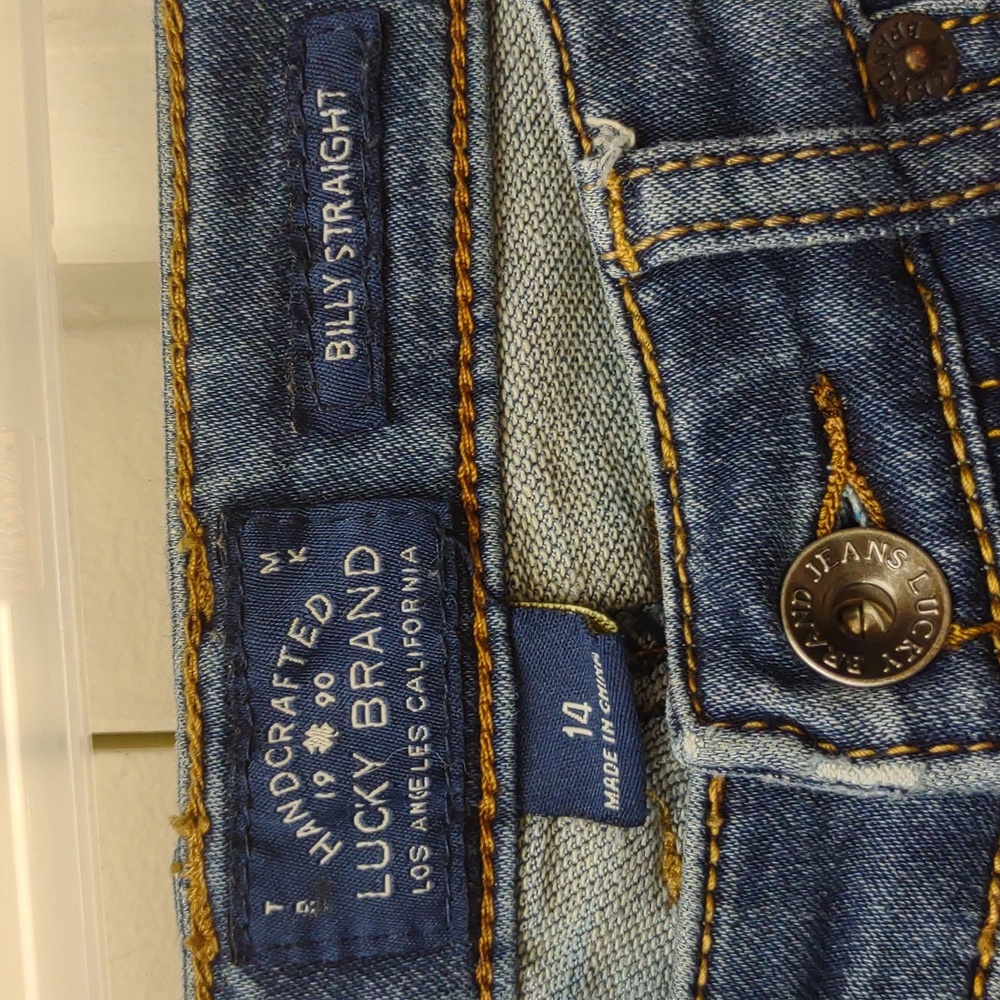Lucky Brand Boys Billy Straight Stretch 5 Pocket Distressed Blue Jeans - Picture 3 of 12